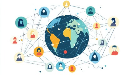 Poster - Global Connection Illustrating People Networking Around the World