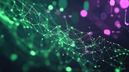 Poster - Geometric patterns in green and violet, creating a dynamic flow of data science concepts with a subtle nod to the speed and flexibility of Julia programming