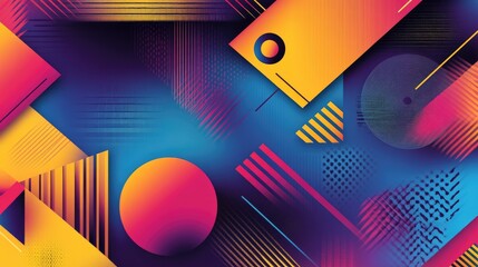 Poster - Geometric shapes and angular reflections collide in a dynamic pattern, forming a high-energy, visually captivating background with vibrant tones