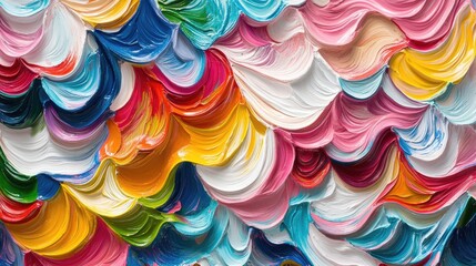 Poster - glossy, vibrant waves of color create an abstract pattern, flowing together in a seamless, visually 