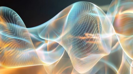 Poster - Glowing-edged transparent shapes form a layered 3D abstract background, giving a futuristic, high-tech look with depth and dimension