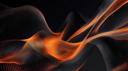Poster - Abstract Wave Patterns in Black and Orange Color Scheme