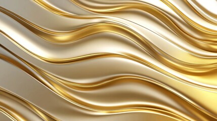 Poster - Lustrous metallic 3D waves moving in a fluid, hypnotic rhythm, creating an abstract pattern that symbolizes modern elegance and fluidity