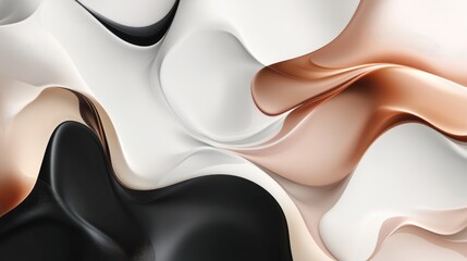 Poster - Metallic 3D shapes in fluid motion with gradient colors, creating a captivating and futuristic abstract design with sleek, dynamic textures