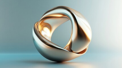 Poster - Metallic 3D shapes in fluid motion with gradient colors, creating a captivating and futuristic abstract design with sleek, dynamic textures
