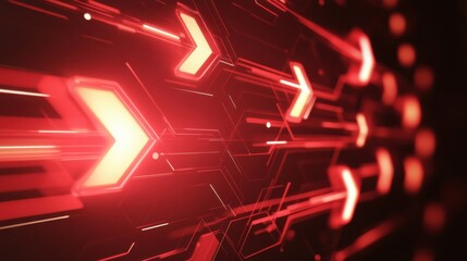 Poster - dynamic red arrow motion abstract background with light effects