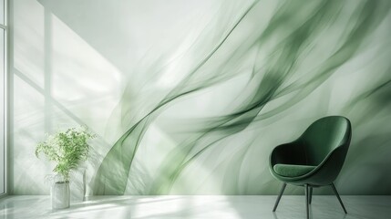 Poster - organic green lines creating an abstract wallpaper with a flowing, natural design that evokes a sens
