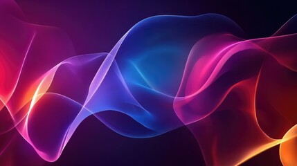Poster - Transparent shapes with glowing edges create a layered 3D abstract background, exuding a futuristic and high-tech feel