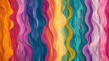 Poster - Vibrant multicolor gradient brushstrokes merge seamlessly to form an abstract, wavy texture, creating a colorful and dynamic background
