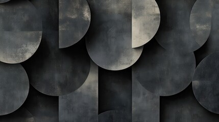 Poster - Abstract Geometric Background with Dark Circular Shapes and Textures