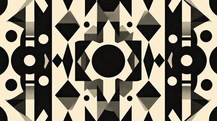 Poster - Abstract Geometric Pattern in Black and White with Shapes and Texture