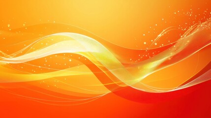 Poster - Vibrant Orange and Yellow Abstract Wave Design with Light Effects