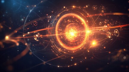 Poster - abstract cosmic energy with bright light and dynamic particles