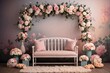 © Michael - Maternity and Wedding Backdrop with Floral Soft Pastels and Inviting Bench