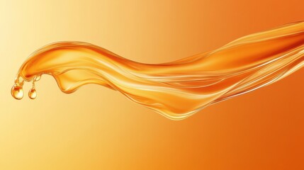 Poster - Fluid Orange Waves on a Gradient Background with Droplets of Liquid