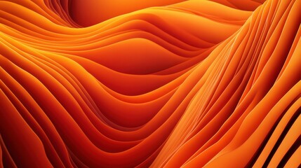 Poster - Vibrant Orange Abstract Wavy Patterns in Three-Dimensional Design