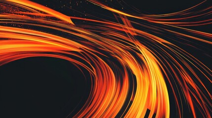 Poster - dynamic swirls of orange and yellow light on dark background
