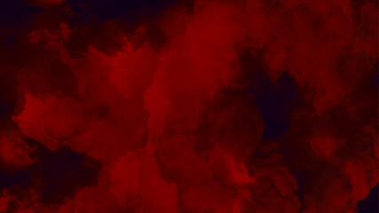 Wall Mural - Dark red watercolor background. Red background covered with ominous black clouds
