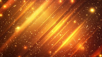 Poster - vibrant golden light streaks with sparkling glitter background