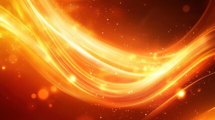 Poster - Bright Flowing Abstract Orange Light Background with Sparkles