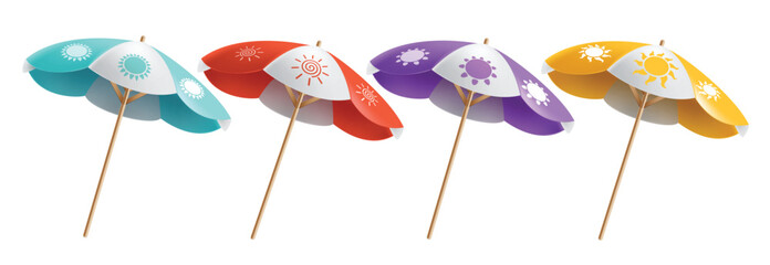 Wall Mural - beach umbrella clipart set. colorful umbrellas clip art collection for summer holiday season sunshad