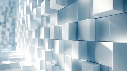 Poster - Sleek and Futuristic Backdrop with Light Blue Cubes and Shadows