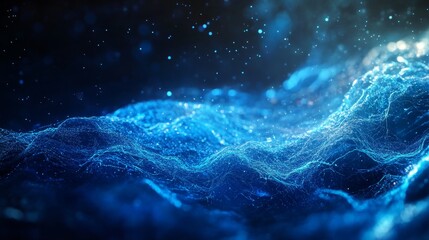 Poster - Abstract Digital Motion Graphics Symphony in Blue and Green Waves