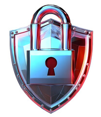 Poster - shield with padlock depicting digital security in 3d style isolated on transparent background - gene