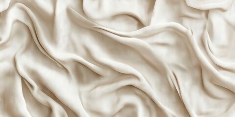 Aufkleber - Elegant light cream satin fabric draped gracefully with soft folds and gentle waves creating a smooth texture for luxurious backgrounds.