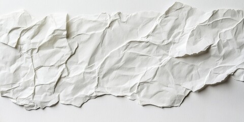 Fototapete - Crumpled white paper texture on a clean white background featuring soft shadows and intricate creases creating depth and visual interest.