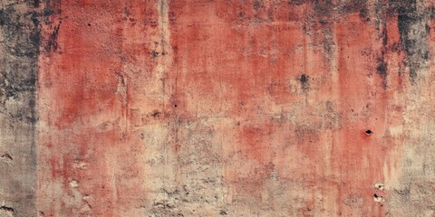 Poster - Textured concrete wall background in reddish hues with gritty, uneven surface and grunge appearance highlighting rough details and pits.