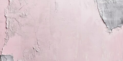Poster - Textured wall background featuring soft pink and light gray hues with visible peeling and rough patches, emphasizing a vintage aesthetic and depth.
