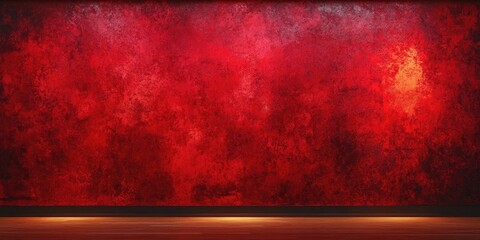 Fototapete - Vibrant textured red wall with gradient shades from deep crimson to light red, softly illuminated at the base, creating a dramatic ambiance.
