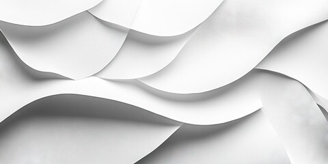 Poster - Abstract white paper background featuring a layered textured pattern with smooth curves and undulating shapes, creating a soft visual depth.