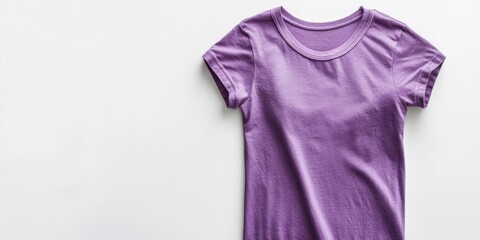 Aufkleber - Violet sleeveless t-shirt positioned to the right on a clean white background creating ample copy space on the left for designs or text