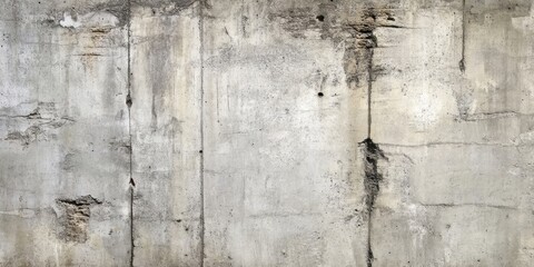 Fototapete - Abstract concrete wall texture featuring remnants and marks from wooden formwork in muted gray tones with uneven surface details and cracks.