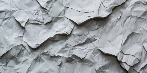 Poster - Crinkled gray paper texture filling the background with subtle creases creating depth perfect for wallpaper design showcasing neutral tones.