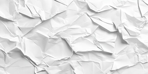 Poster - Crumpled white paper texture background showcasing various folds and shadows creating depth and dimension throughout the design in a clean aesthetic.