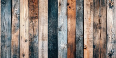 Leinwandbilder - Rustic aged wood texture background featuring vertical panels in shades of brown, gray, and black with a weathered appearance, ideal for design usage