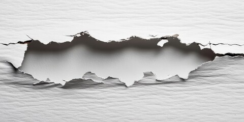 Leinwandbilder - Torn white paper texture with a jagged opening revealing a blank space behind highlighted with soft light shadows for creative design use