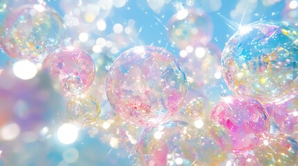 Aufkleber - Colorful iridescent soap bubbles in sunlight