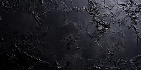 Poster - Textured black wallpaper background with a rough surface showcasing unique patterns and ample copy space, ideal for elegant designs and layouts.