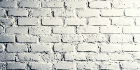 Leinwandbilder - Close-up of a textured white brick wall featuring uneven bricks and subtle shadows, highlighting the structure and depth of the brickwork