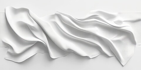 Poster - Elegant white fabric drapery with soft folds and smooth textures on a light background, showcasing delicate curves and shadows for a refined look.
