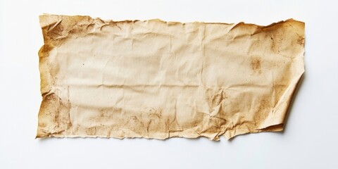 Poster - Torn and aged paper with adhesive tape on the top left, featuring brownish textures against a clean white background for a vintage effect