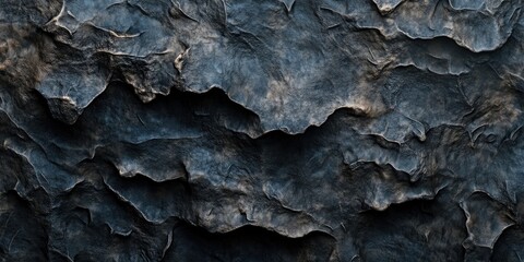 Poster - Abstract textured wall background in dark blue and black tones with layered, rippled surfaces suitable for wallpaper and decorative designs