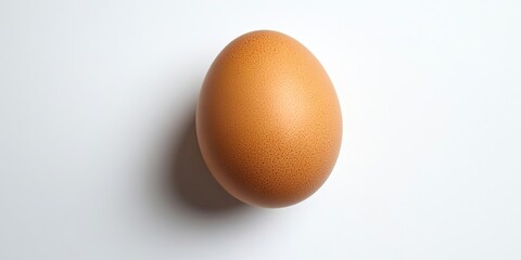 Leinwandbilder - Brown egg resting on a clean white surface, positioned centrally, casting a soft shadow on the surface, emphasizing its smooth texture.