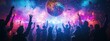 © Olena - Vibrant dance party with disco ball and colorful neon lights in full swing. Generative AI