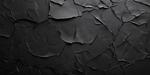 Leinwandbilder - Textured black surface with cracked paint layers creating a dynamic pattern; deep blacks with subtle shadows emphasizing depth and dimension.