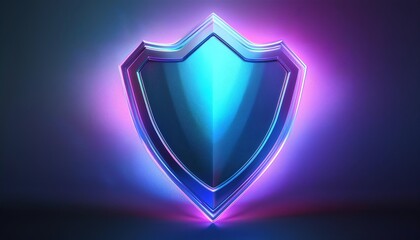 Poster - A vibrant, illuminated shield graphic with a modern design, featuring a blue and purple glow against a dark background.